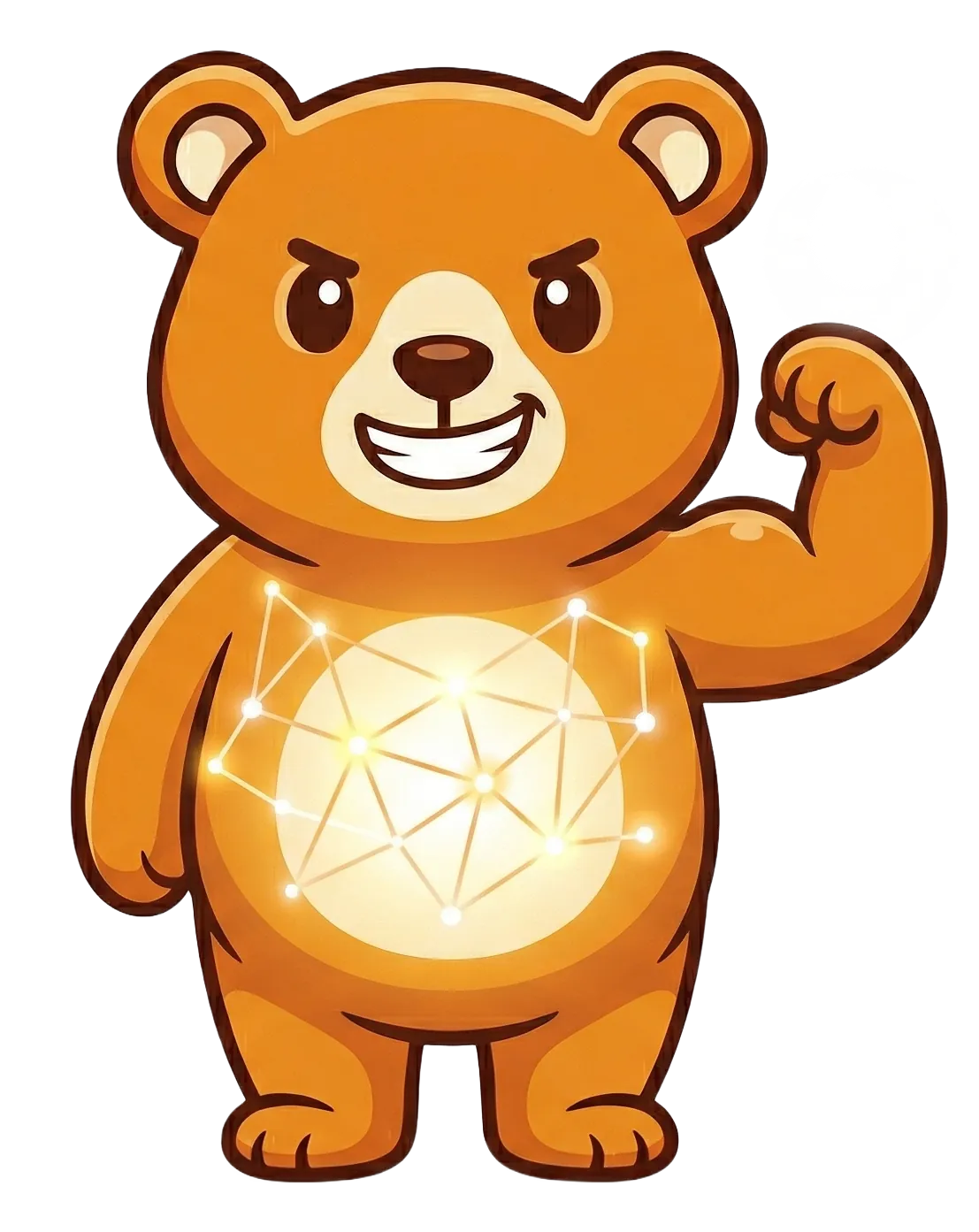 PawPaw the bear flexing, hyped about the community
